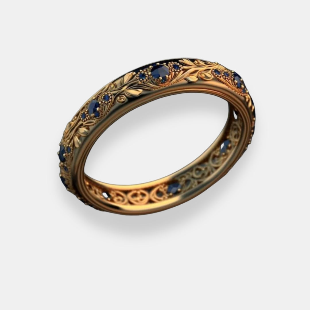 Tanaquil | Bague feuillage pierrée
