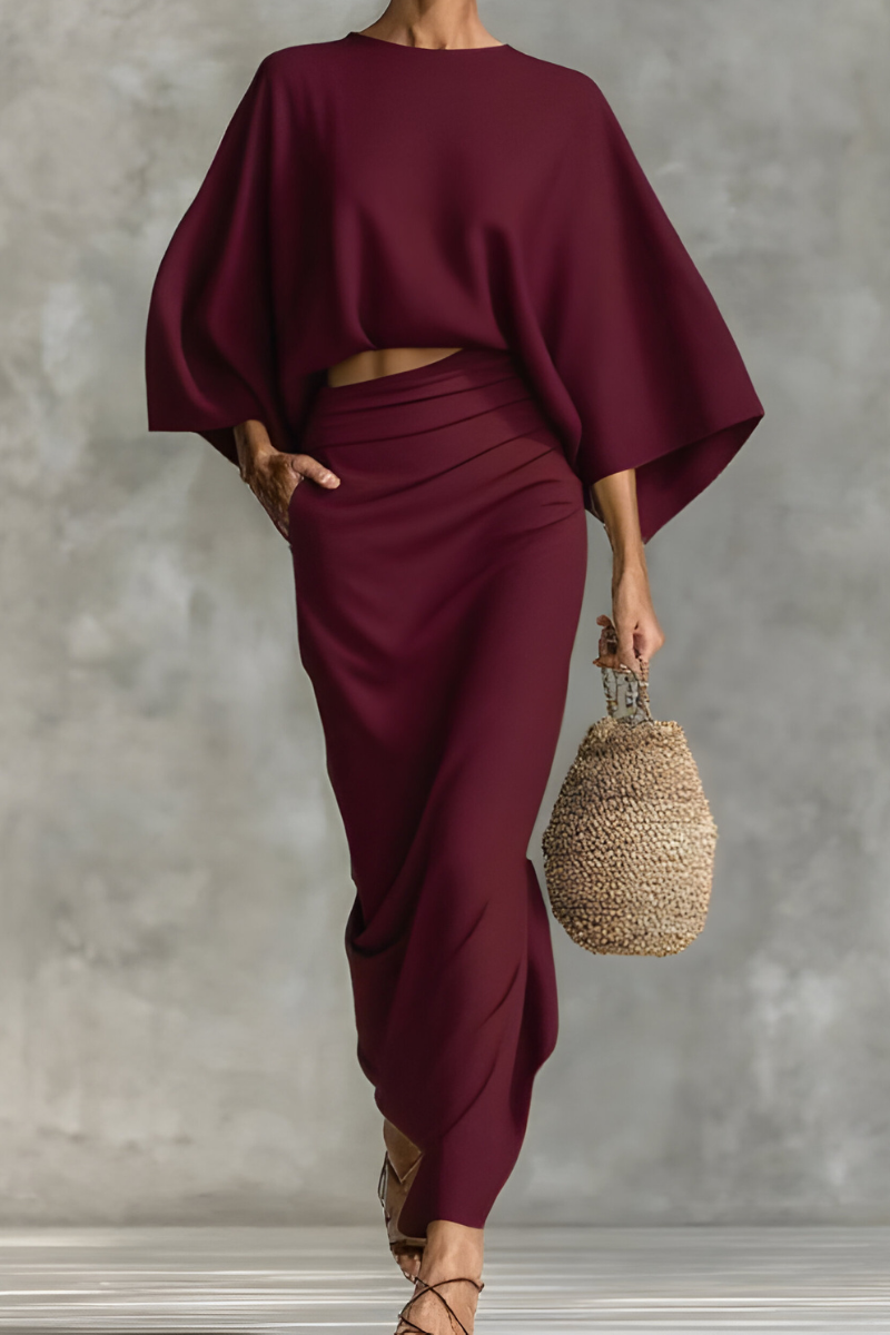 Elara™ | Conjunto Chic de Top Drapeado y Falda