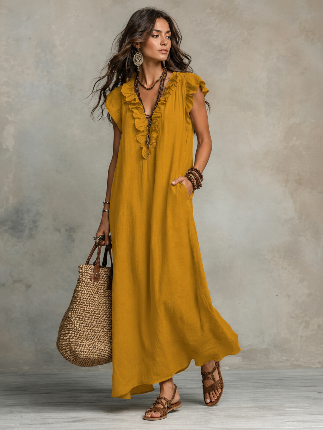 Camélia™ | Vestido Maxi Bohemio con Efecto Vientre Plano