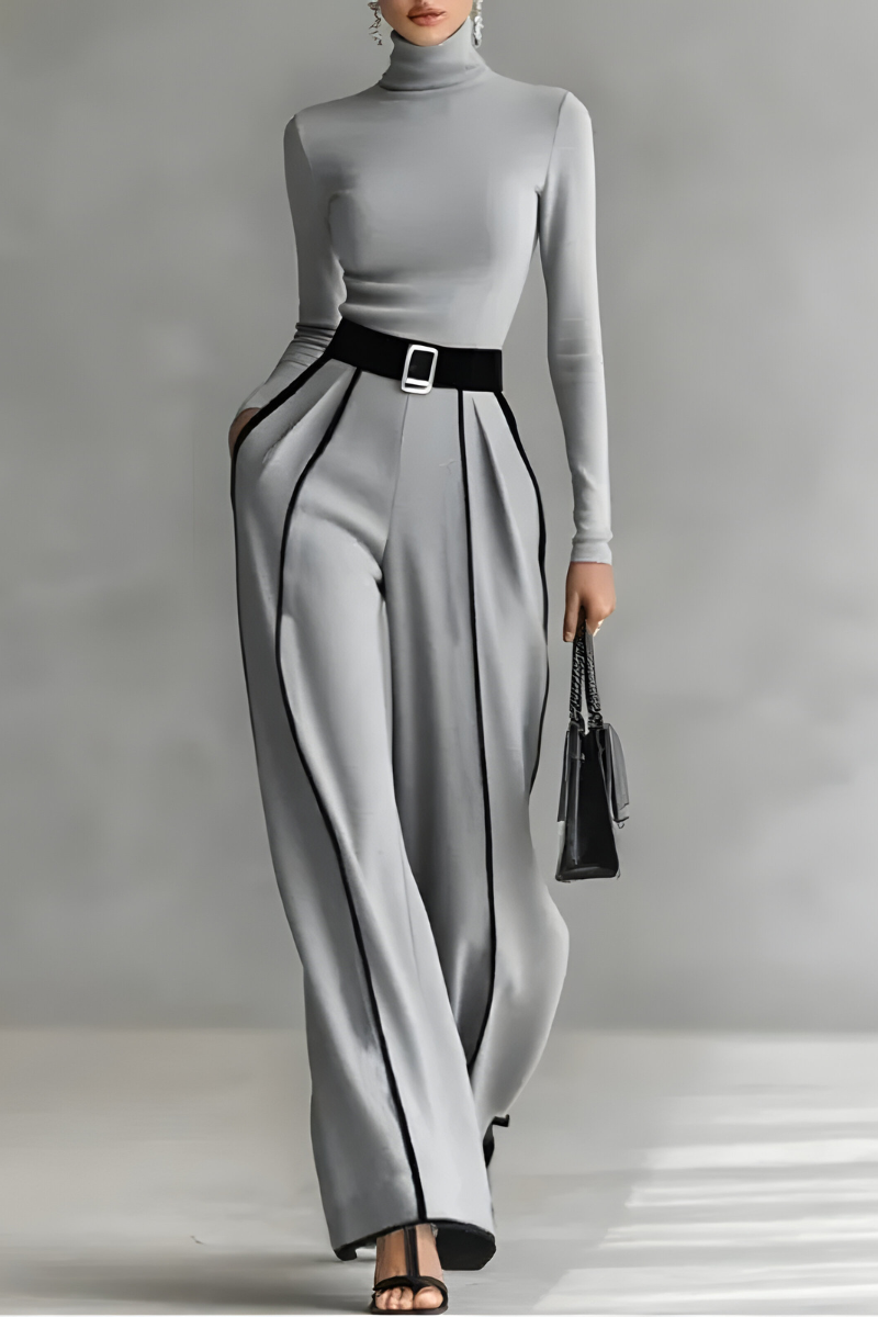 Solin™ | Mono Elegante Entallado con Cuello y Pierna Ancha
