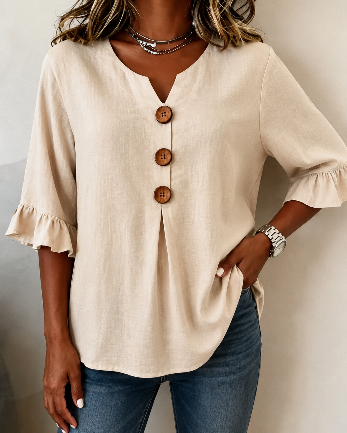Amelie™ | Blusa con Botones Disimula Barriga
