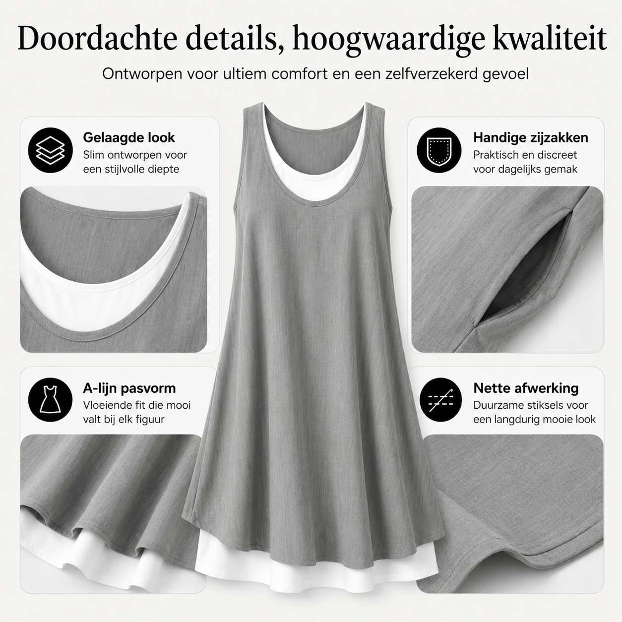 Anouk™ | Vestido Sin Mangas por Capas con Efecto Vientre Plano