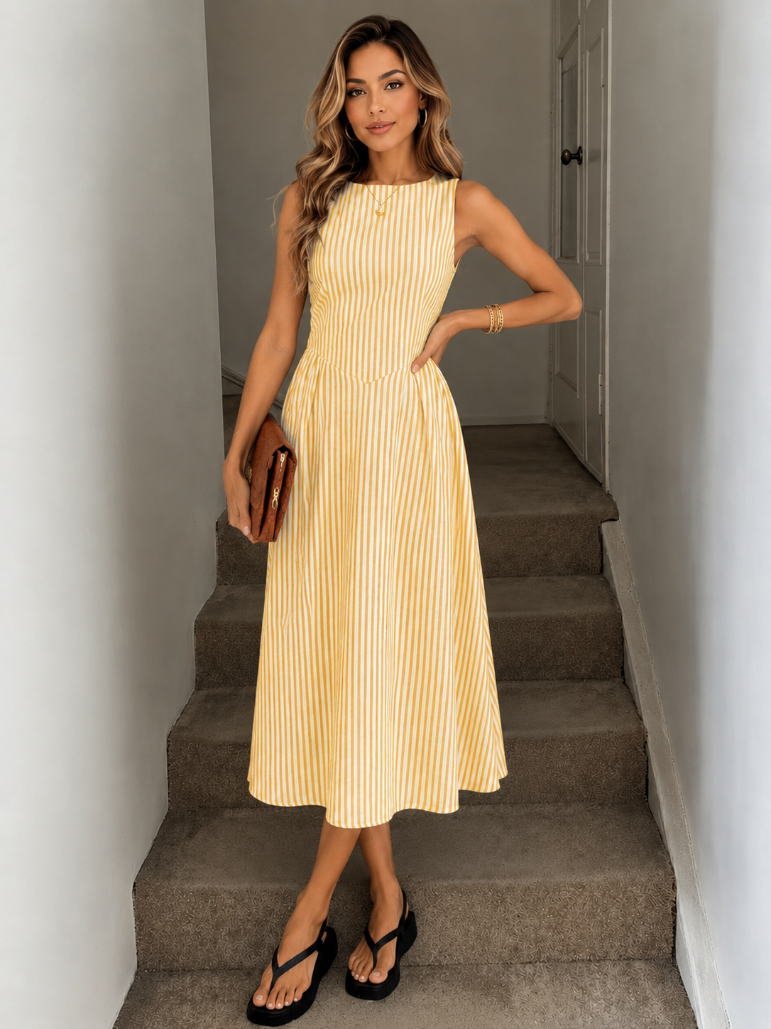 Denise™ | Vestido Midi Elegante con Efecto Vientre Plano