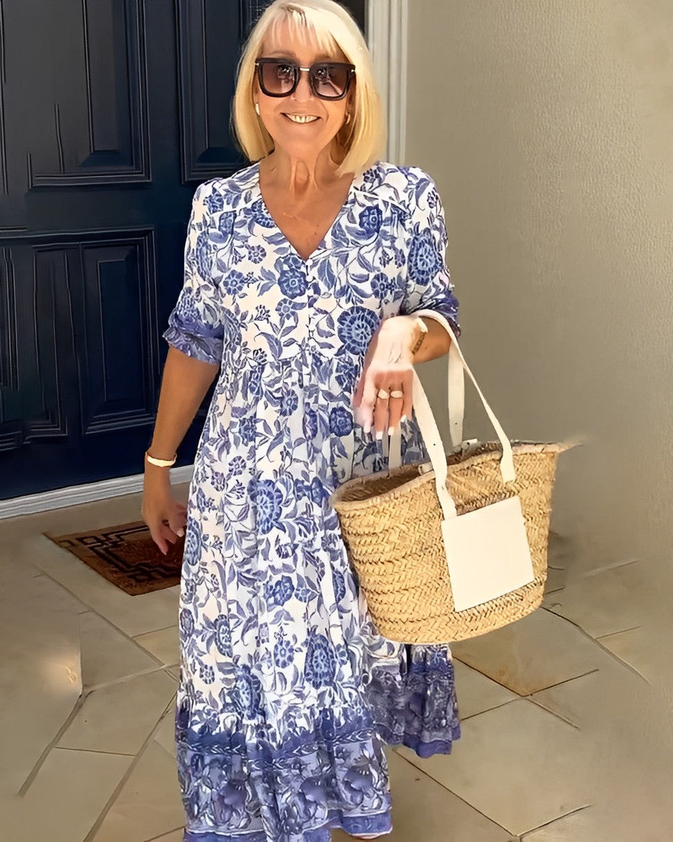 Elina™ | Vestido de Verano Floral con Escote en V y Efecto Vientre Plano