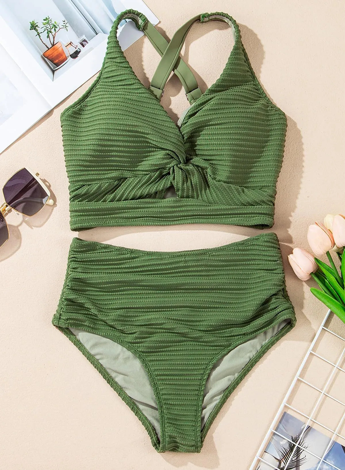 Sabine™ | Conjunto Bikini Acanalado Reductor de Abdomen