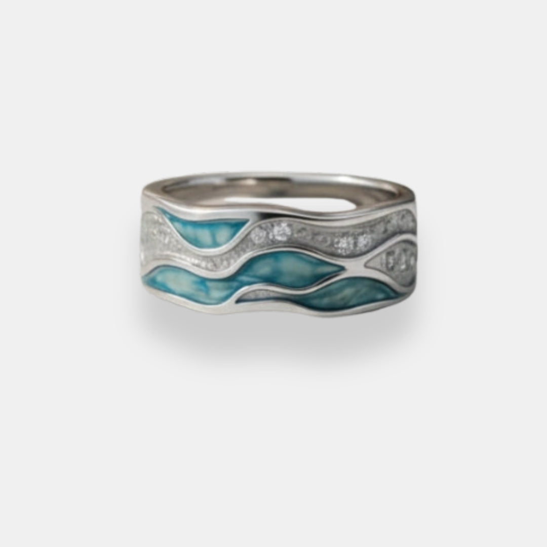 Sylvianne | Bague large à émail et zircons