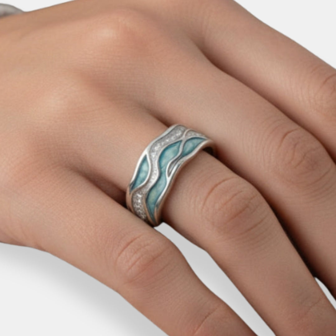 Sylvianne | Bague large à émail et zircons