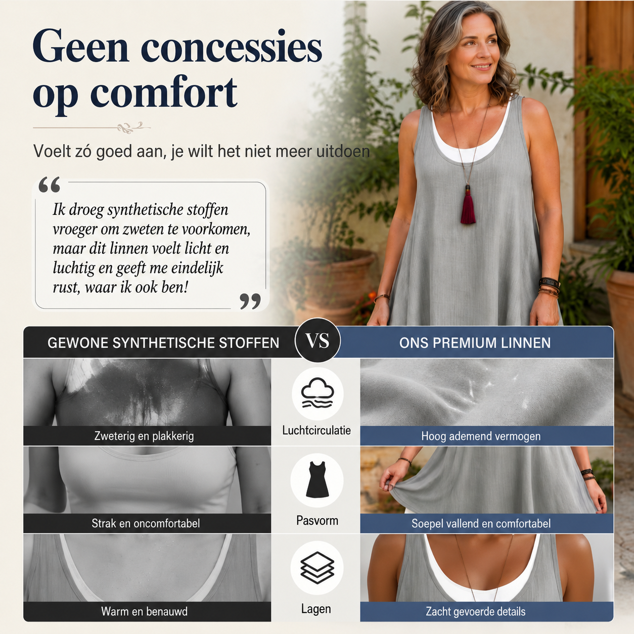 Anouk™ | Vestido Sin Mangas por Capas con Efecto Vientre Plano