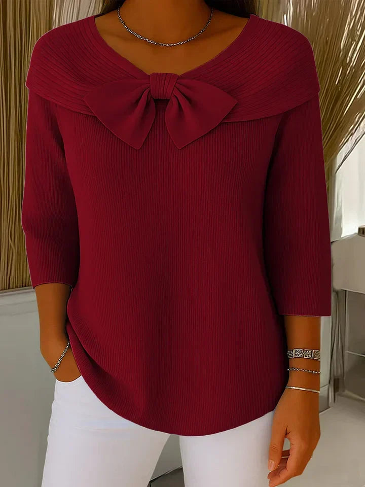 Lirya™ | Top de Punto Elegante con Lazo