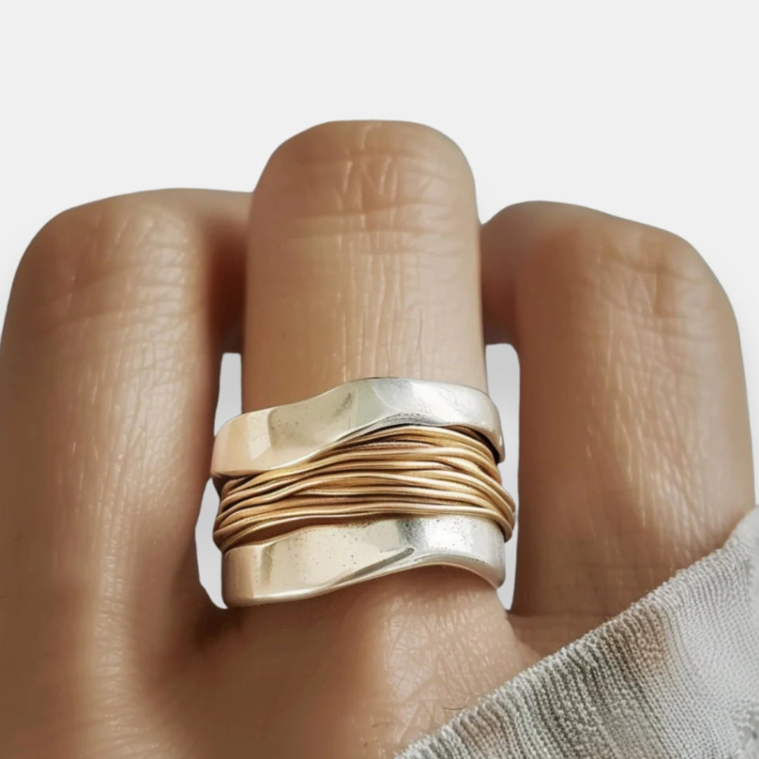 Ulrica | Bague large bicolore enroulée