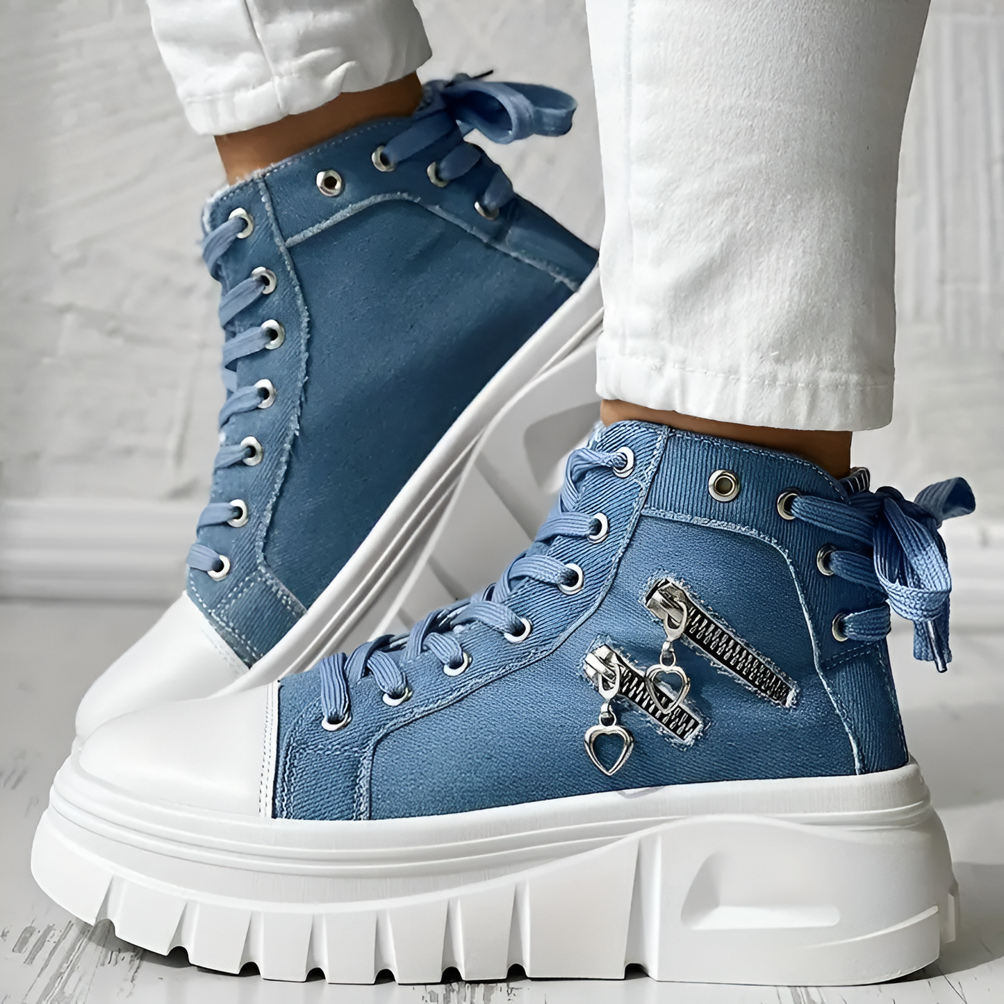 Elin™ | Zapatillas Altas Ortopédicas de Tela Vaquera