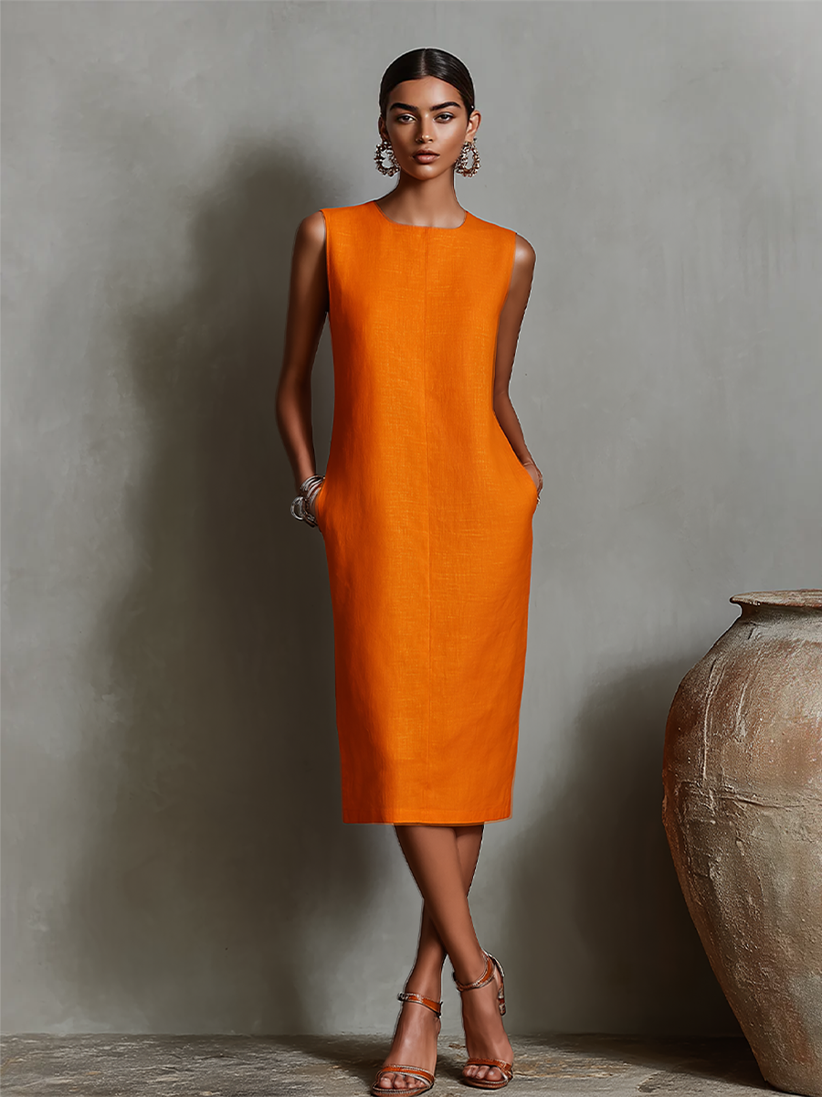 Maureen™ | Vestido Midi con Bolsillos y Efecto Vientre Plano