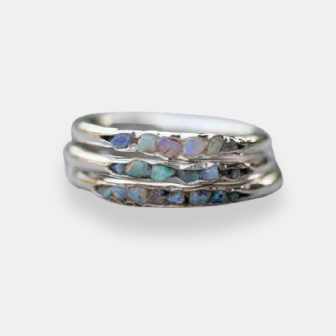 Kéridwen | Bague triple à pierres brutes