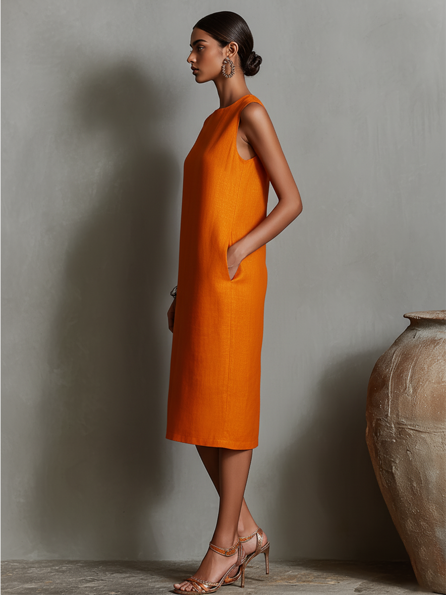 Maureen™ | Vestido Midi con Bolsillos y Efecto Vientre Plano