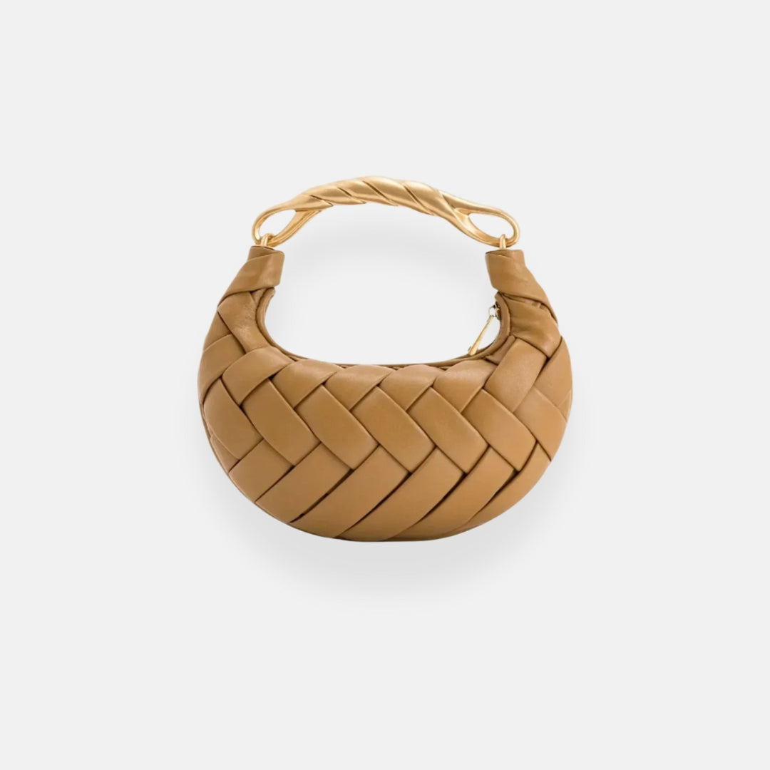 Xenia | Woven Handbag with Gold Handle