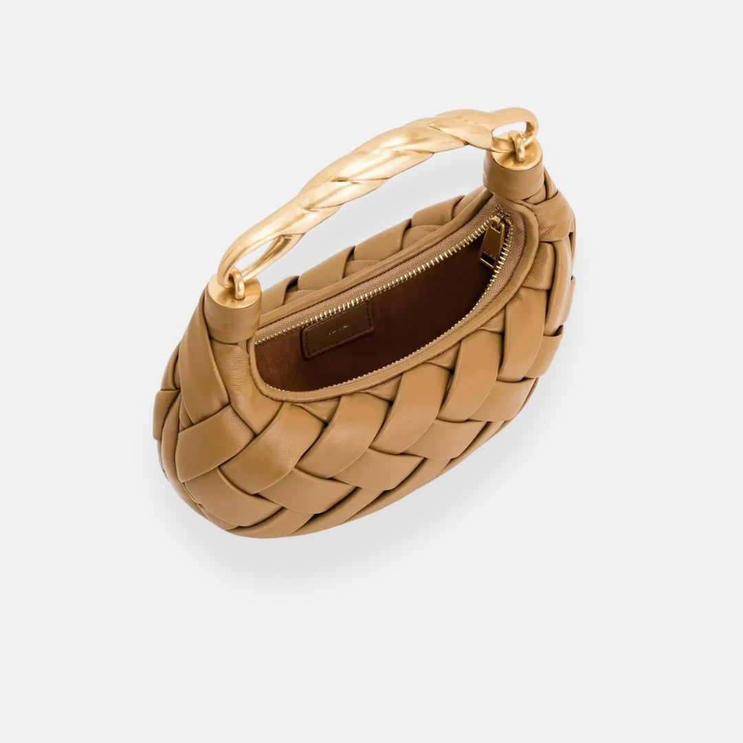 Xenia | Woven Handbag with Gold Handle