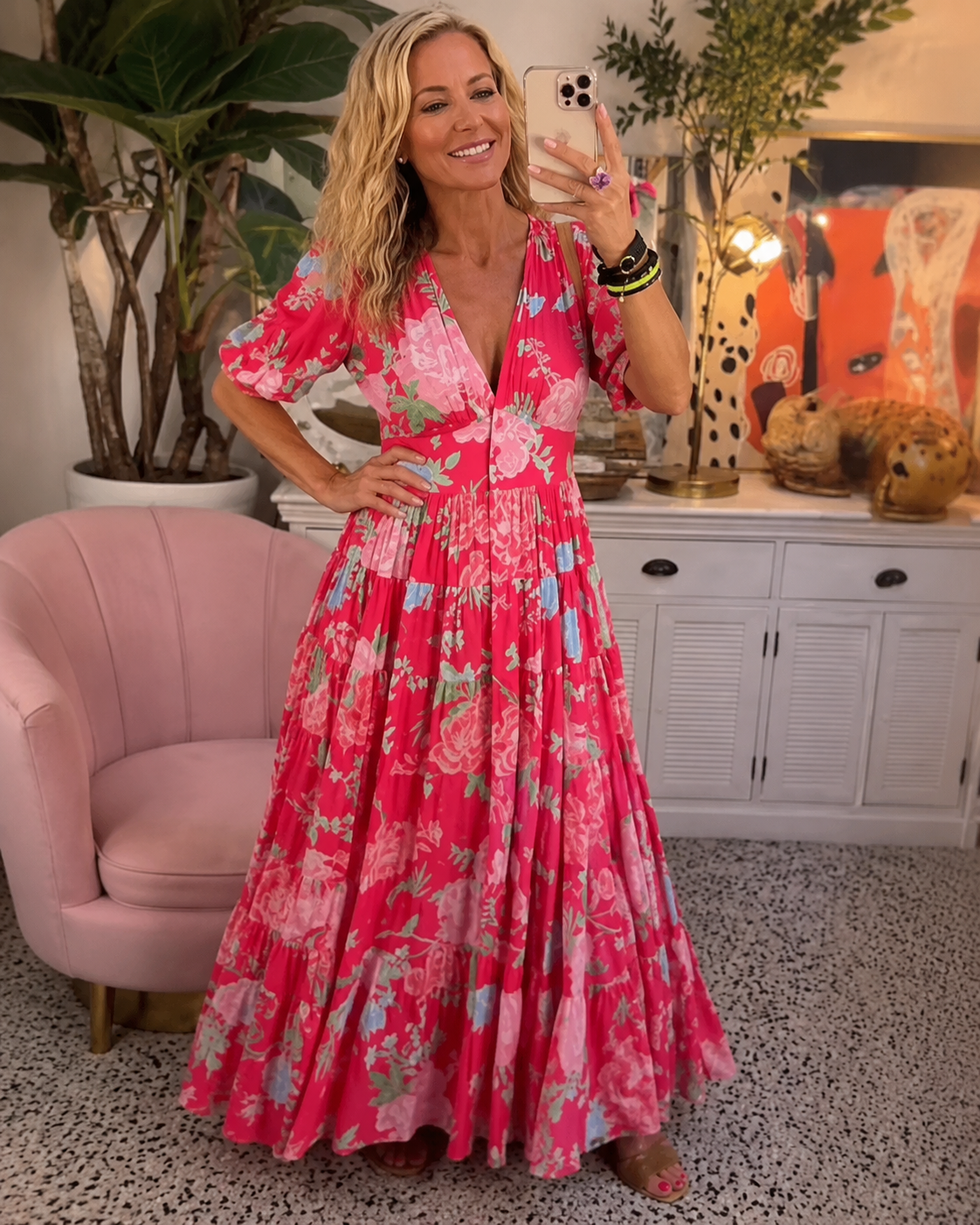 Minelda™ | Vestido Floral con Escote en V y Efecto Vientre Plano