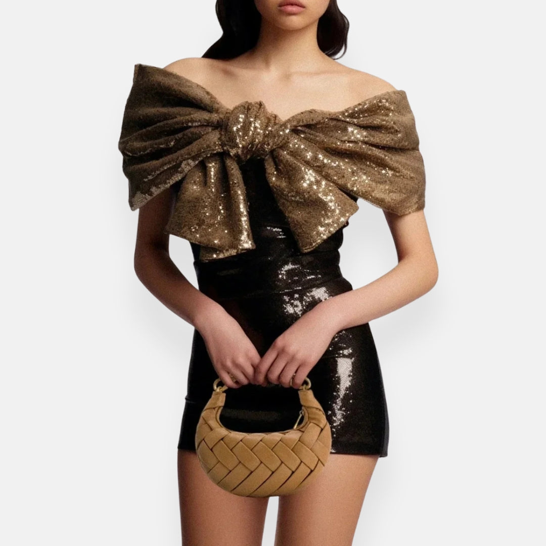 Xenia | Woven Handbag with Gold Handle