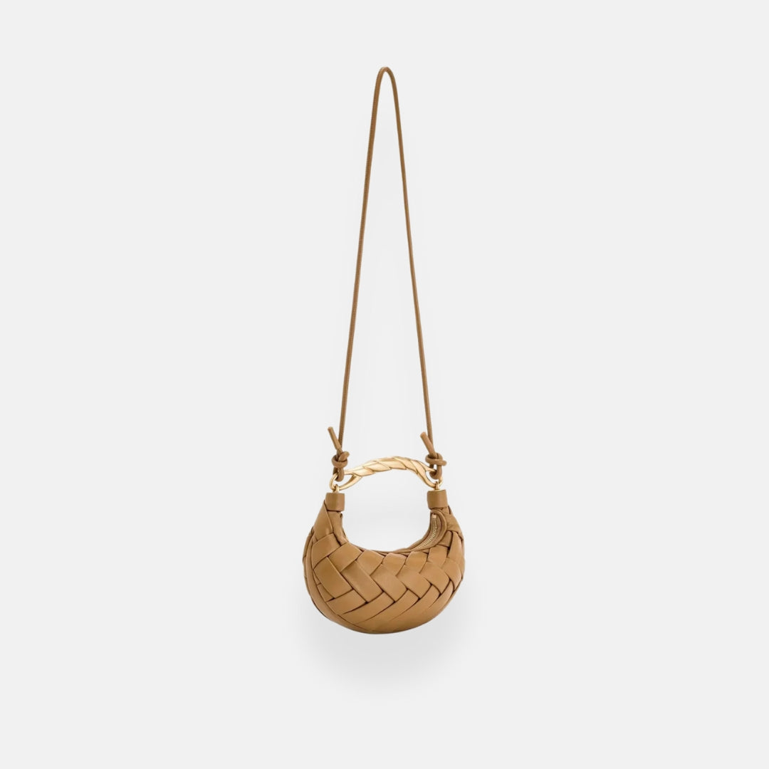 Xenia | Woven Handbag with Gold Handle