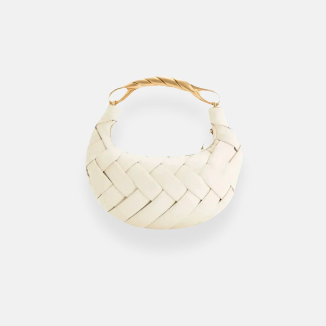 Xenia | Woven Handbag with Gold Handle