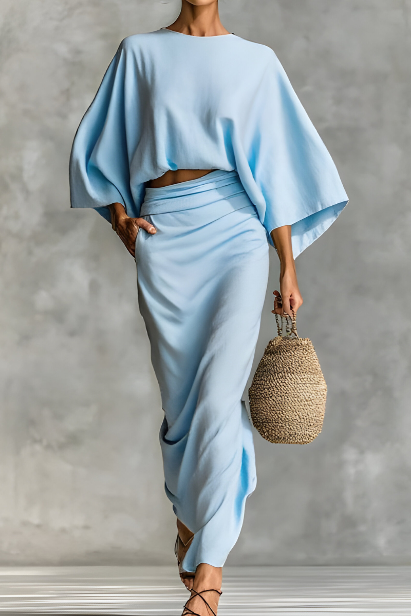 Elara™ | Conjunto Chic de Top Drapeado y Falda