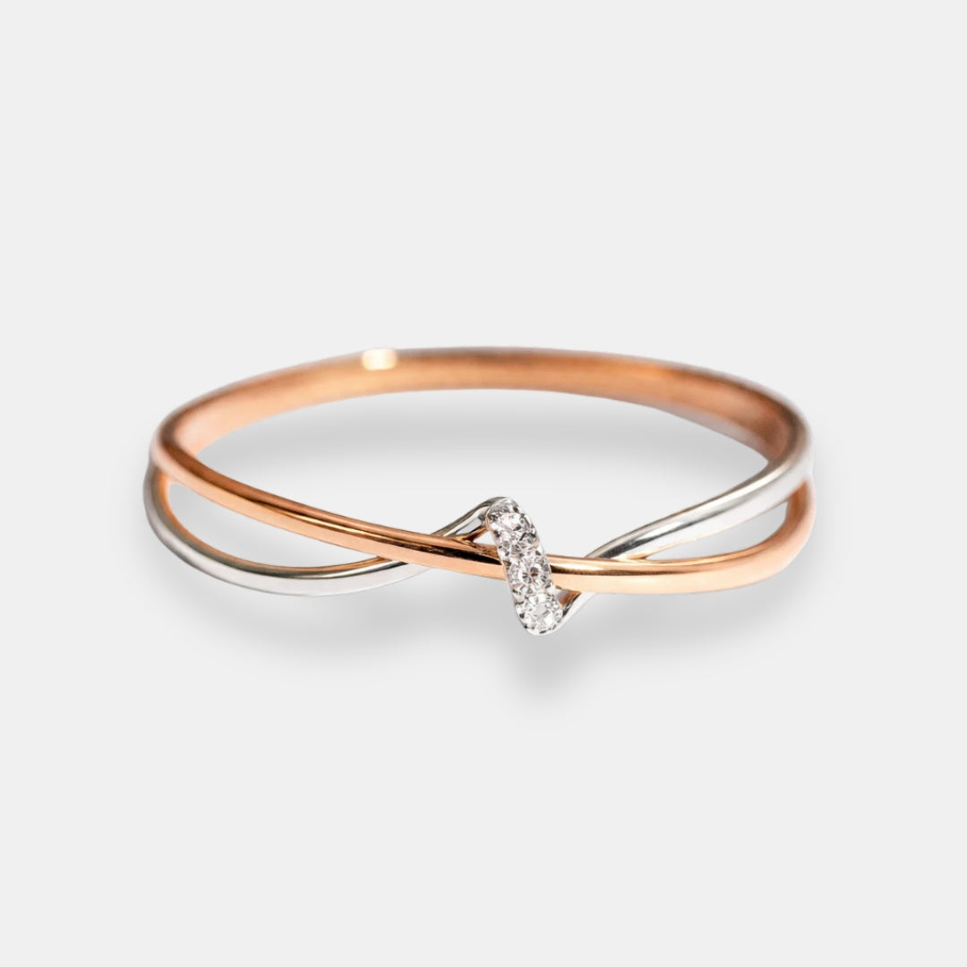 Naïma | Bague fine bicolore à zircons
