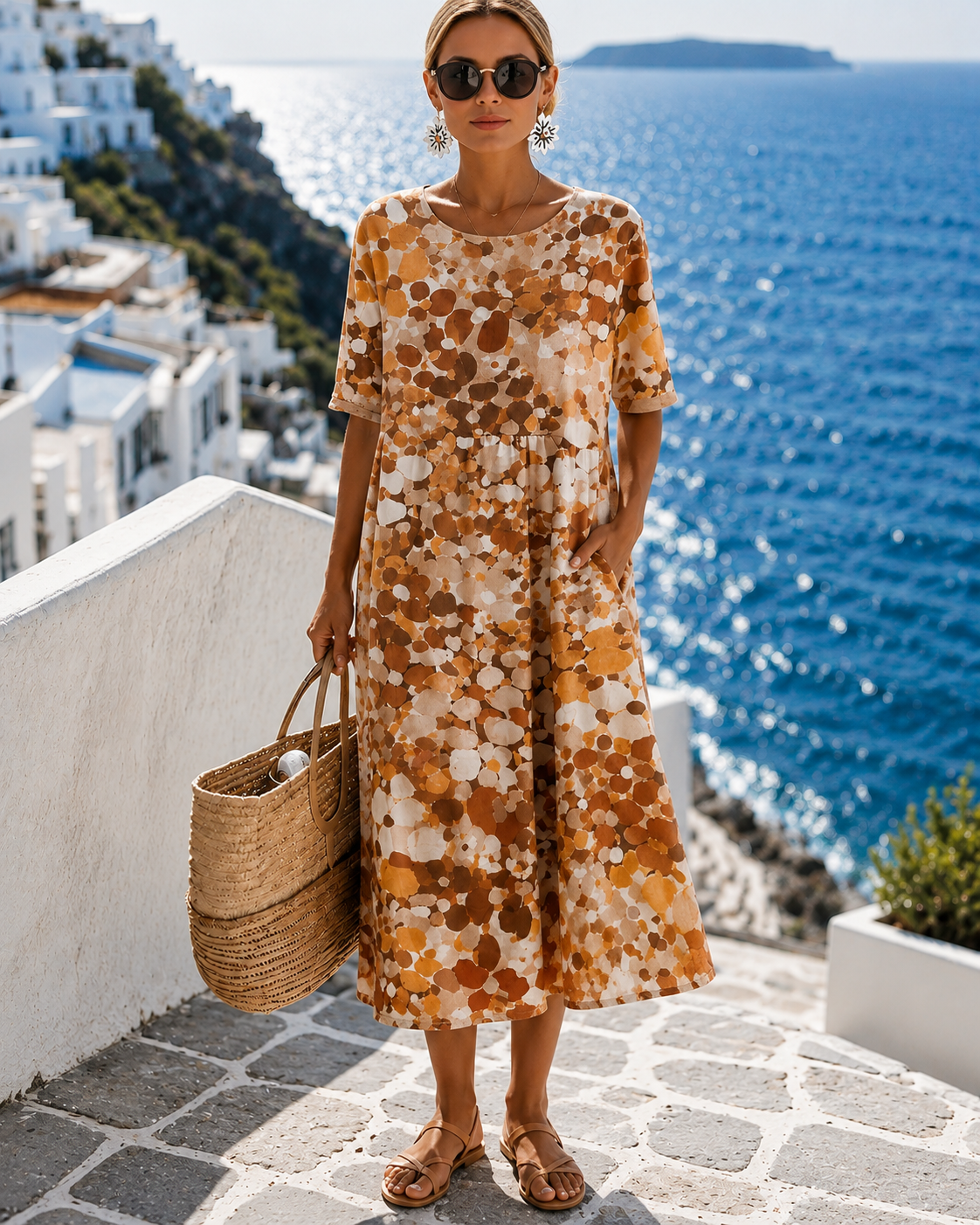 Elena™ | Vestido Midi Floral con Efecto Vientre Plano