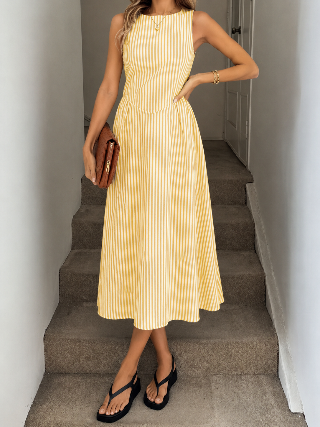 Denise™ | Vestido Midi Elegante con Efecto Vientre Plano