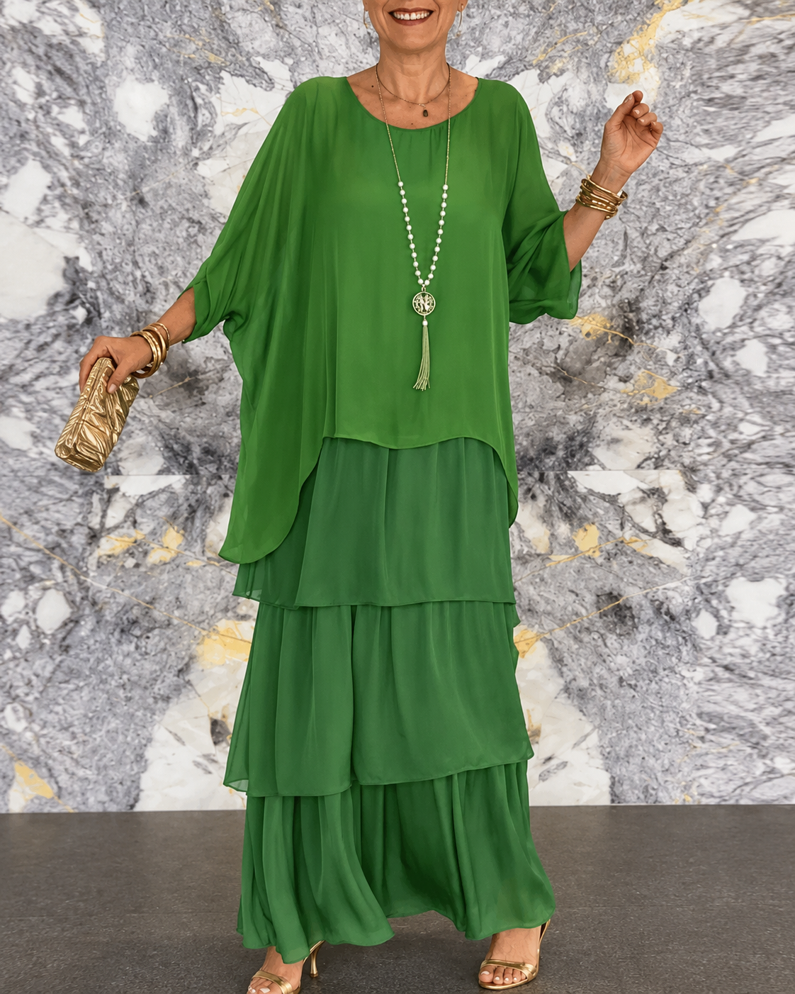Amélie™ | Vestido Maxi de Gasa Elegante que Cubre el Vientre