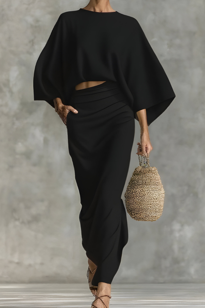 Elara™ | Conjunto Chic de Top Drapeado y Falda