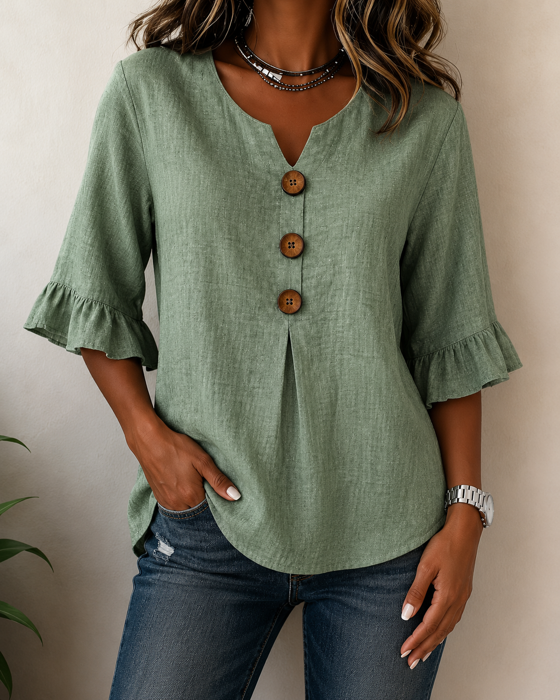 Amelie™ | Blusa con Botones Disimula Barriga