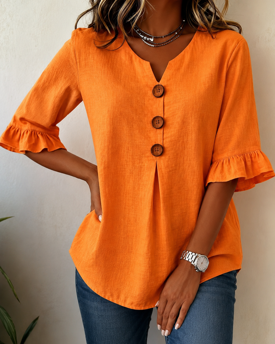 Amelie™ | Blusa con Botones Disimula Barriga