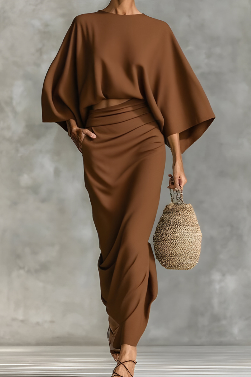 Elara™ | Conjunto Chic de Top Drapeado y Falda