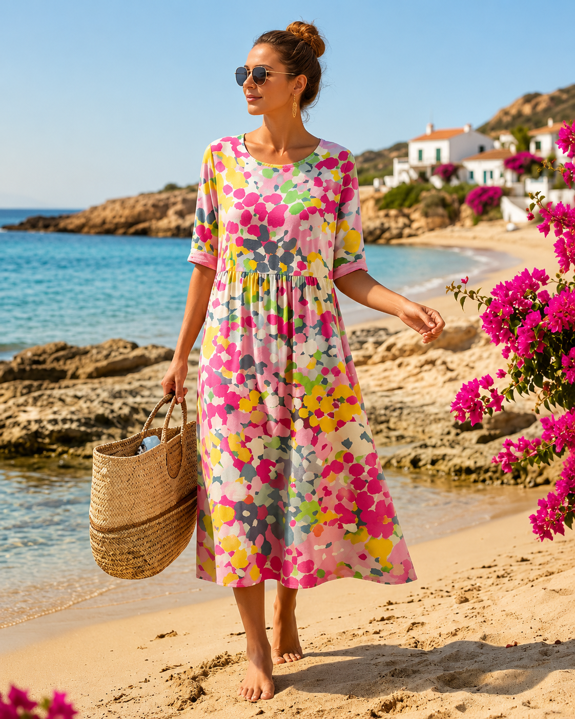 Zara™ | Vestido de Verano Floral con Efecto Vientre Plano