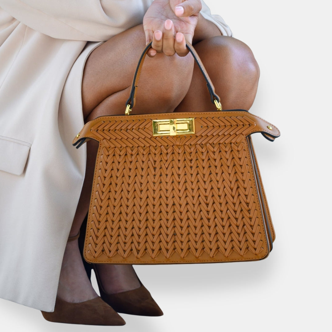 Wélvoise | Sac tressé fermeture dorée