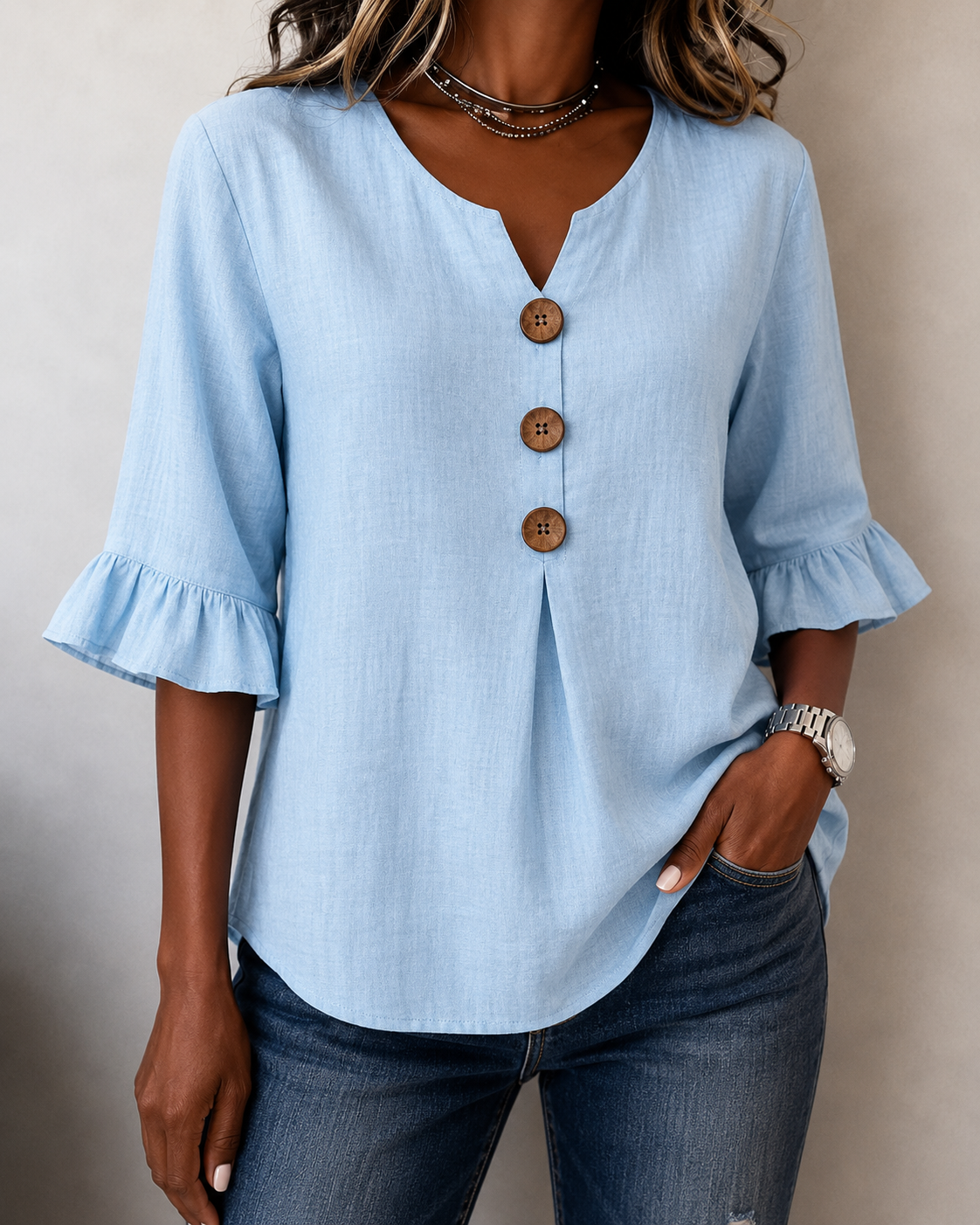 Amelie™ | Blusa con Botones Disimula Barriga