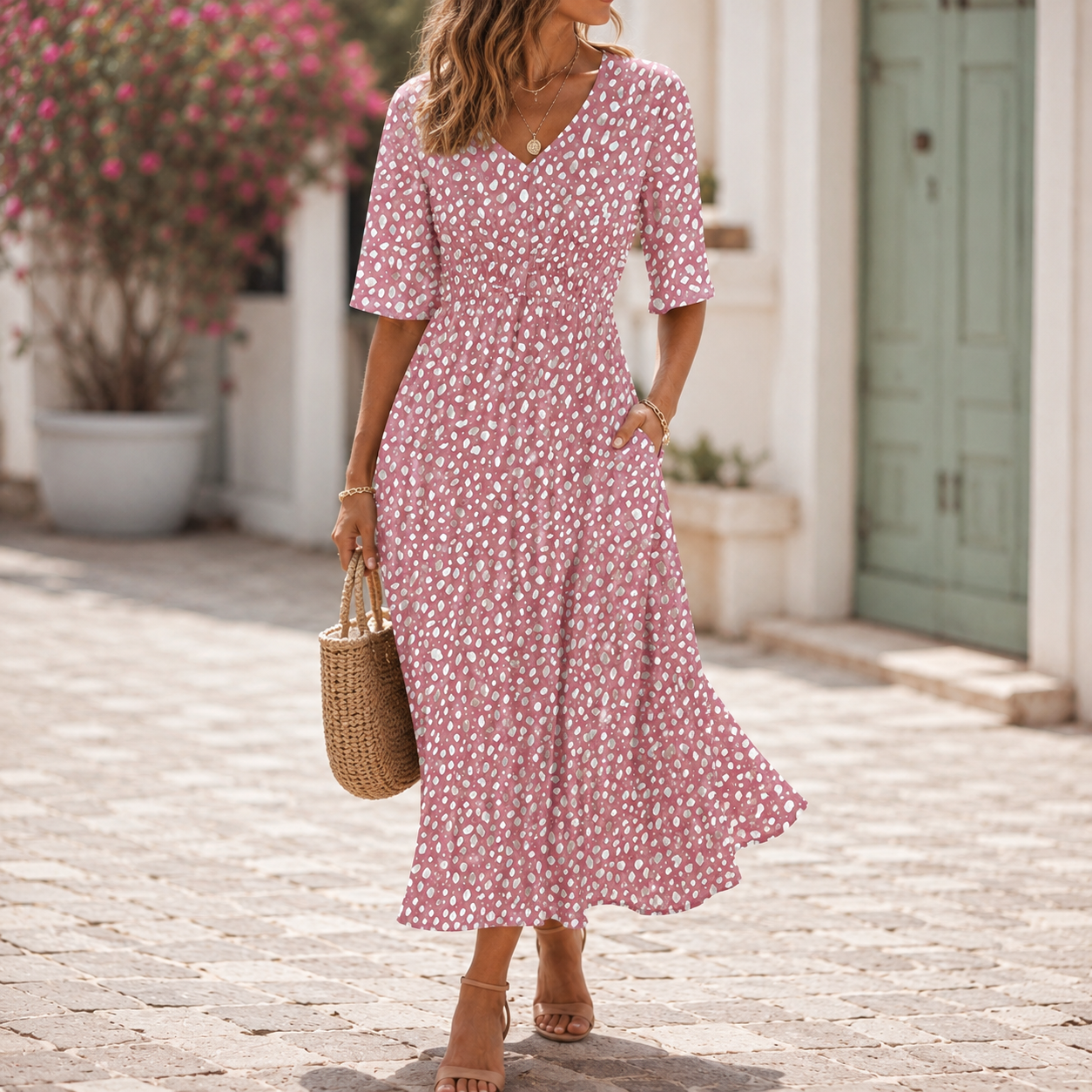 Tess™ | Vestido Midi Elegante con Efecto Vientre Plano