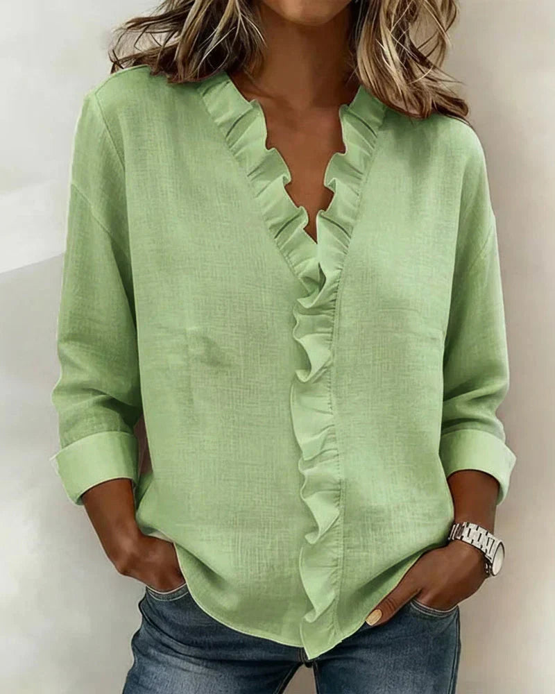 Savi™ | Top con Estilo Escote en V y Volantes