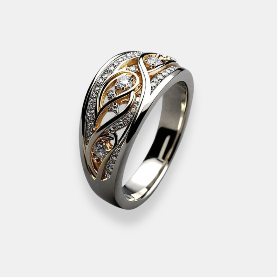 Radegonde | Bague bicolore à zircons