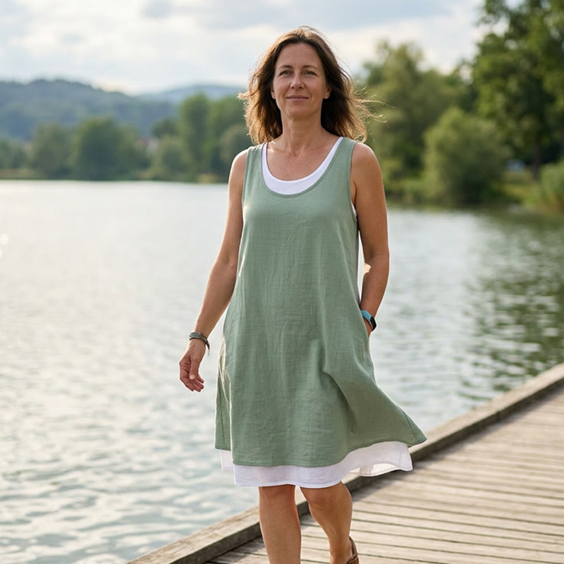 Anouk™ | Vestido Sin Mangas por Capas con Efecto Vientre Plano