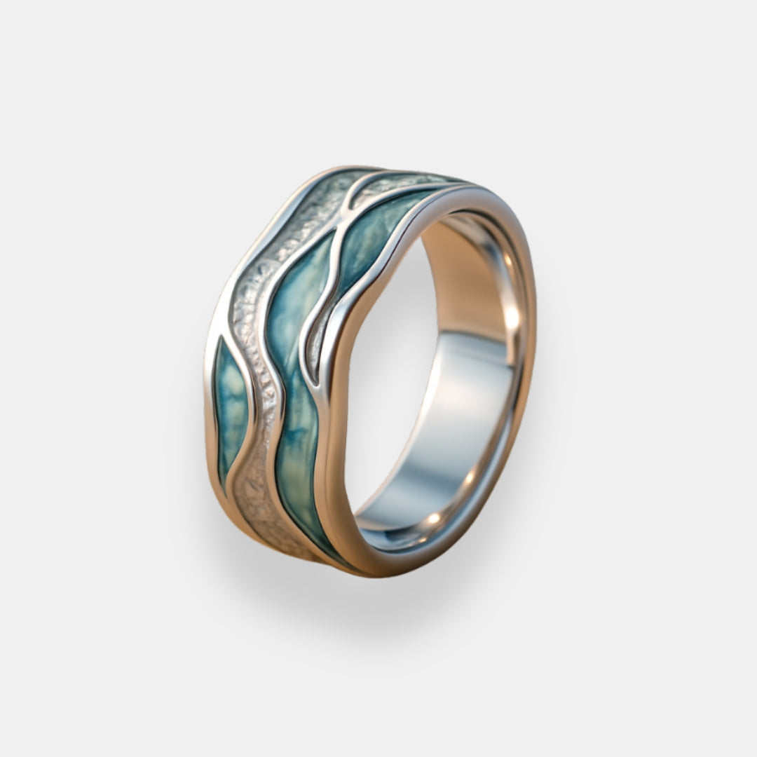 Sylvianne | Bague large à émail et zircons