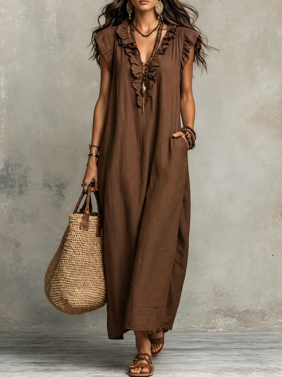 Camélia™ | Vestido Maxi Bohemio con Efecto Vientre Plano