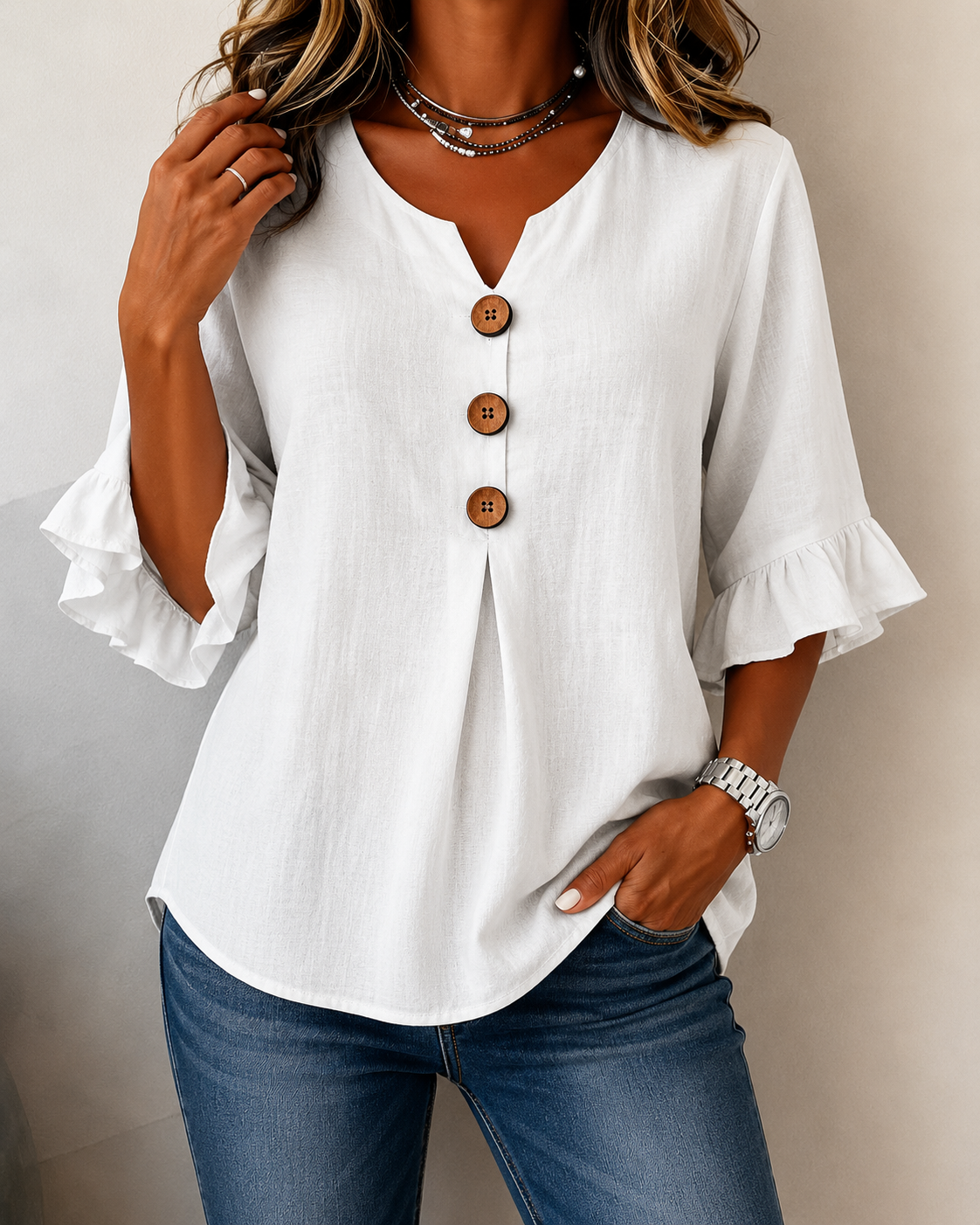 Amelie™ | Blusa con Botones Disimula Barriga