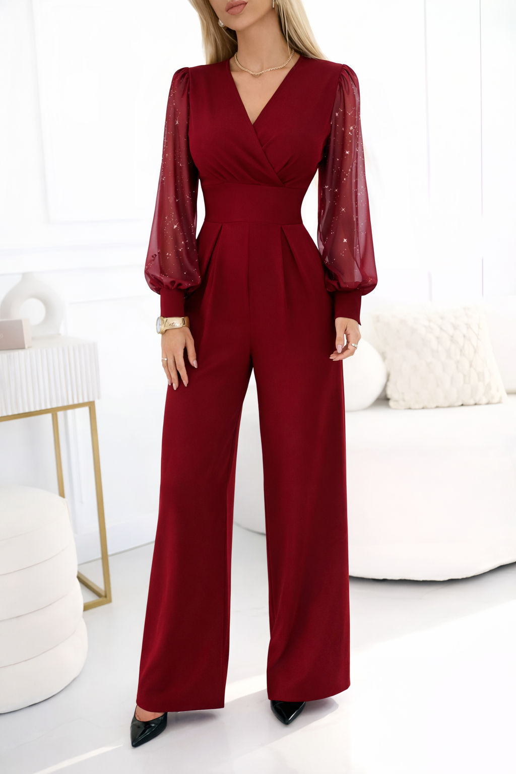 Iris™ | Mono con Escote en V y Brillo en las Mangas