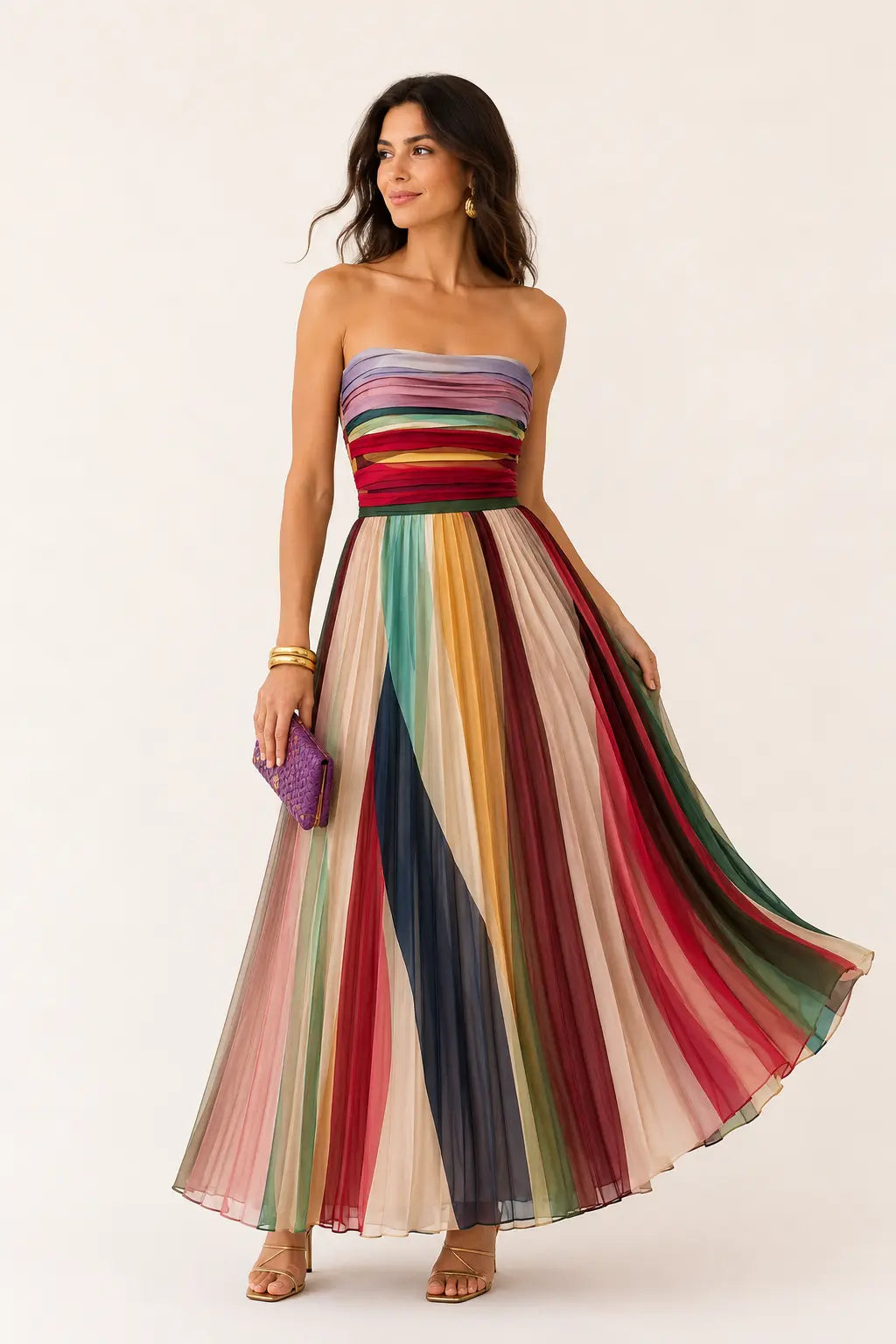 Valeria™ | Vestido Maxi Multicolor con Efecto Vientre Plano