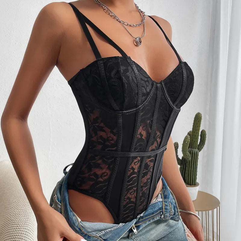 Élise™ | Body Corsé de Encaje Bordado
