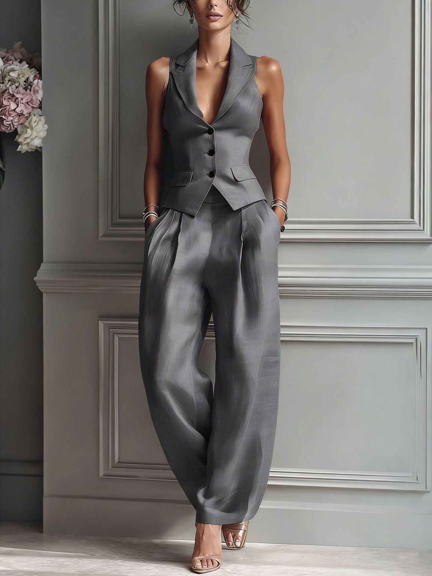Aime™ | Conjunto de Dos Piezas con Escote en V y Botones