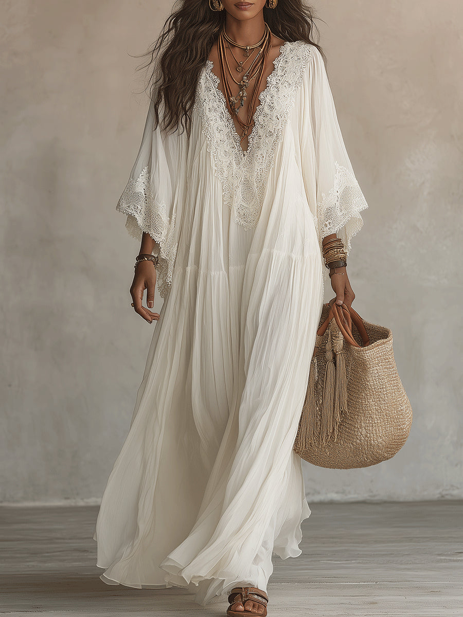Liora™ | Vestido Bohemio de Encaje con Efecto Vientre Plano