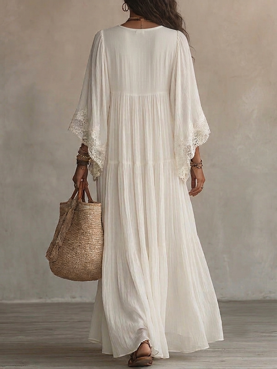 Liora™ | Vestido Bohemio de Encaje con Efecto Vientre Plano