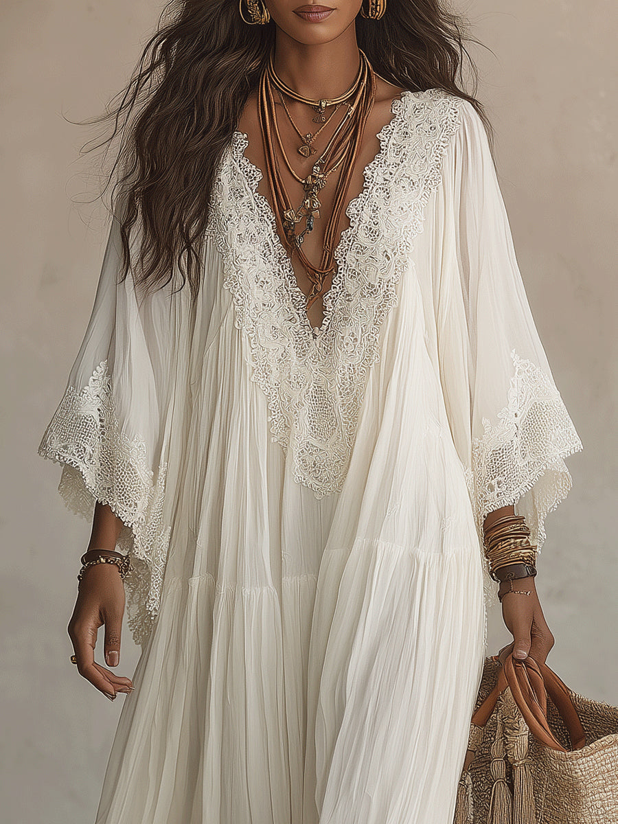 Liora™ | Vestido Bohemio de Encaje con Efecto Vientre Plano